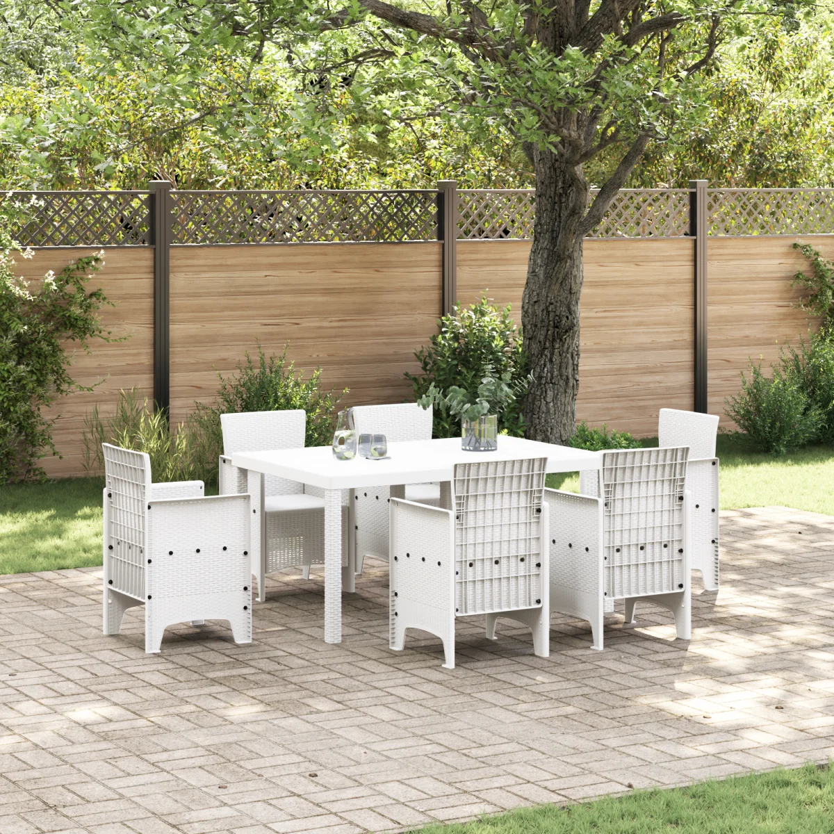Kerti Asztal Fehér 150x100x73 cm Poli Rattan