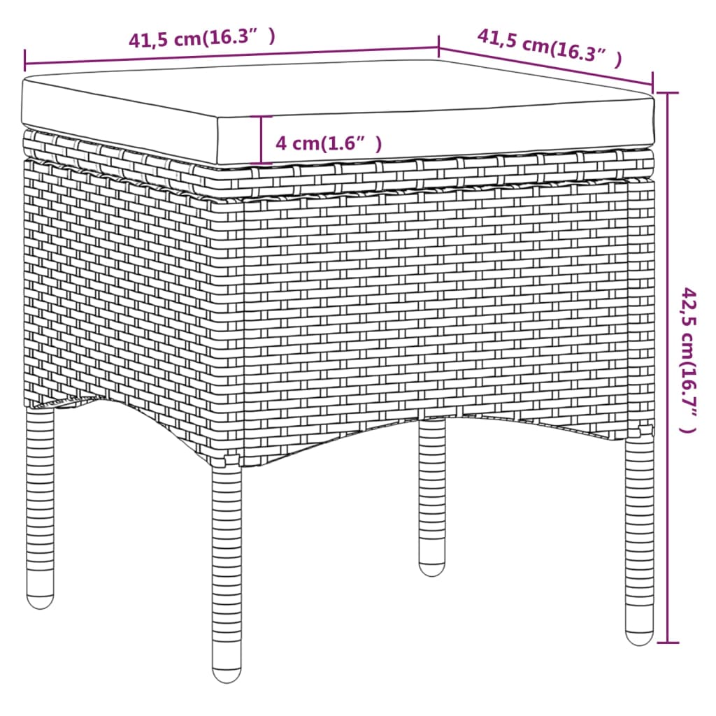 5 részes fekete polyrattan/tömör akácfa kerti étkezőgarnitúra