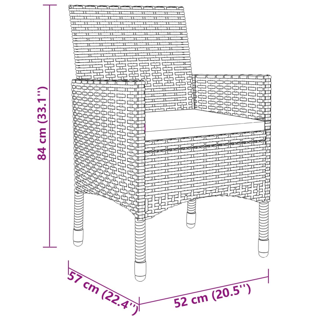 3 részes szürke polyrattan kerti étkezőgarnitúra