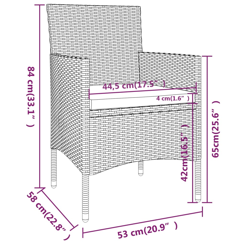 5 részes szürke polyrattan kerti étkezőgarnitúra