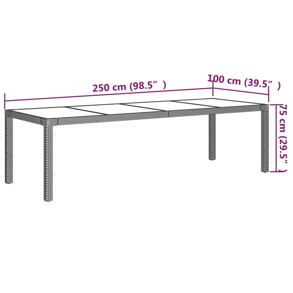 9 részes fekete polyrattan kültéri étkezőszett párnákkal