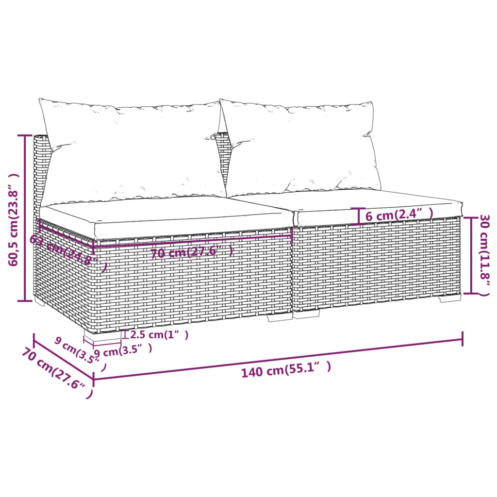 2 részes szürke polyrattan kerti ülőgarnitúra párnákkal