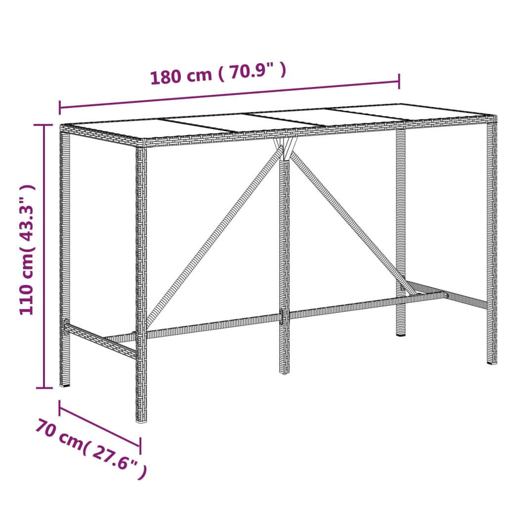 7 részes szürke polyrattan kerti bárszett párnákkal