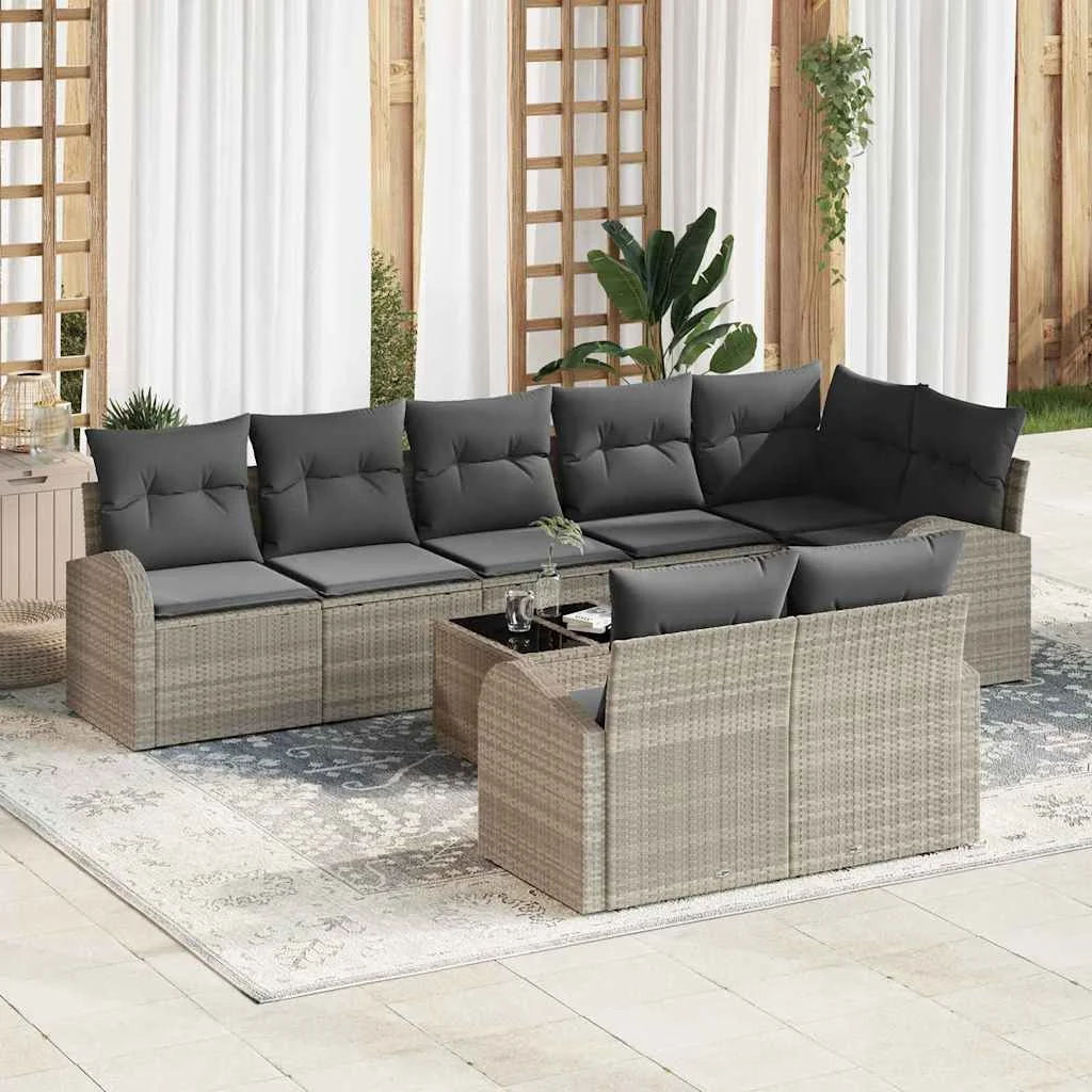 Kerti Kanapé Szett párnával 9 pcs 289 x 124 x 85 cm Poli rattan