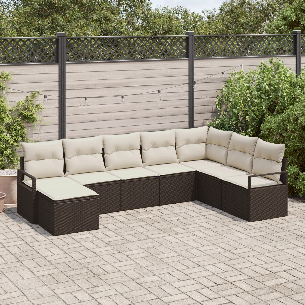 8 darabos kerti kanapé szett párnákkal Barna polyrattan