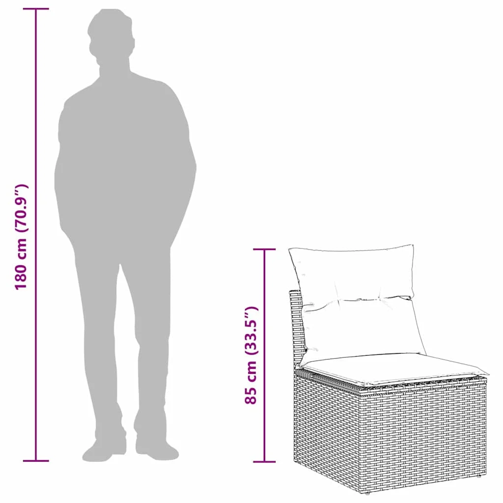 5 darabos Kerti Kanapé Szett Párnákkal Világosszürke Poli Rattan