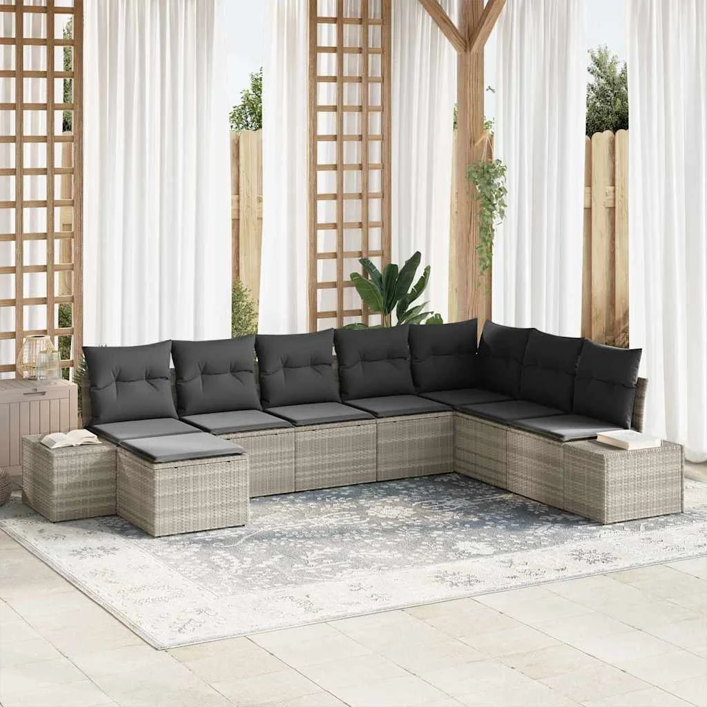 Kerti Kanapé Szett párnával 8 pcs 319 x 209 x 85 cm Poli rattan