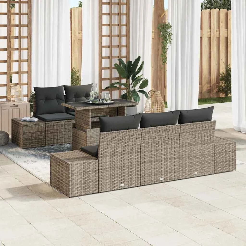Kerti Kanapé Szett párnával 6 pcs Szürke 100 x 55 x 73 cm