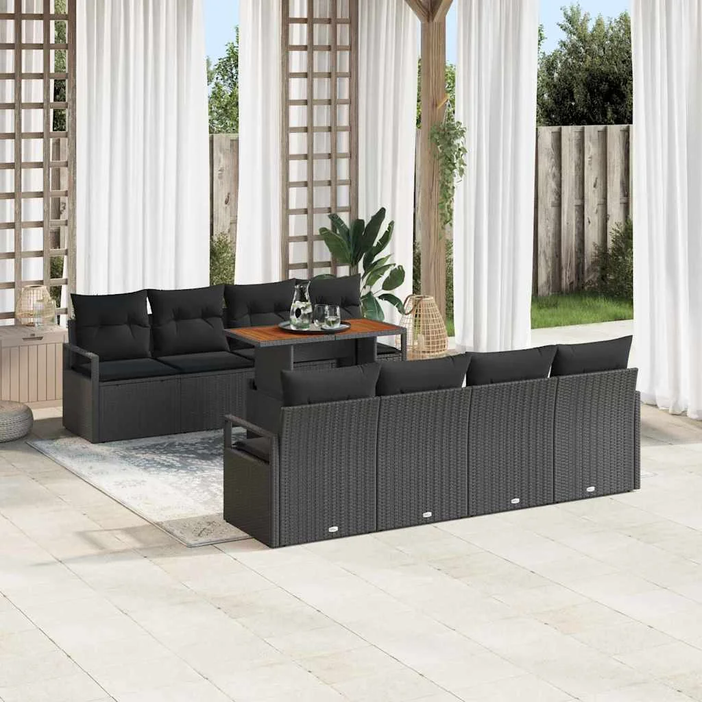 Kerti Kanapé Szett 9 pcs Fekete és Barna 100 x 55 x 73 cm