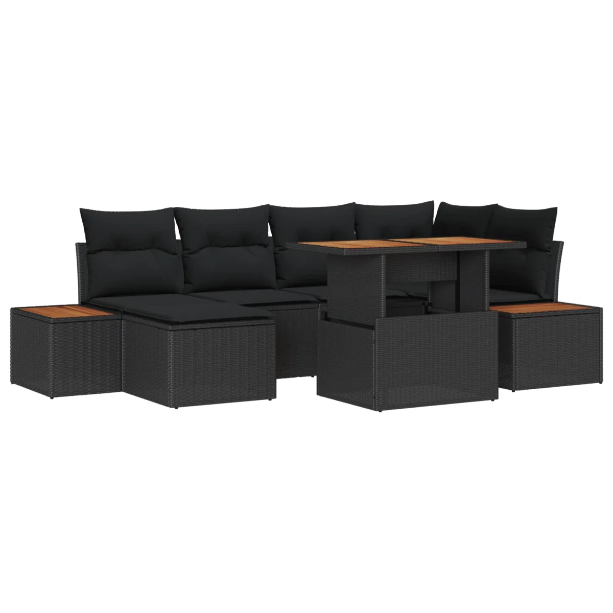 Kert étkező szett párnával 7 pcs Fekete és Barna