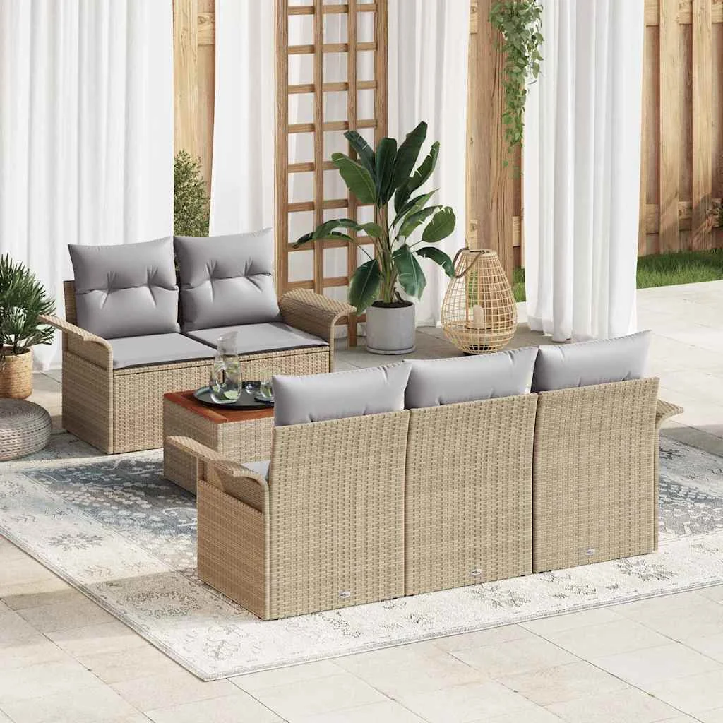 Kerti Kanapé Szett párnával 6 pcs Beige és Világosszürke