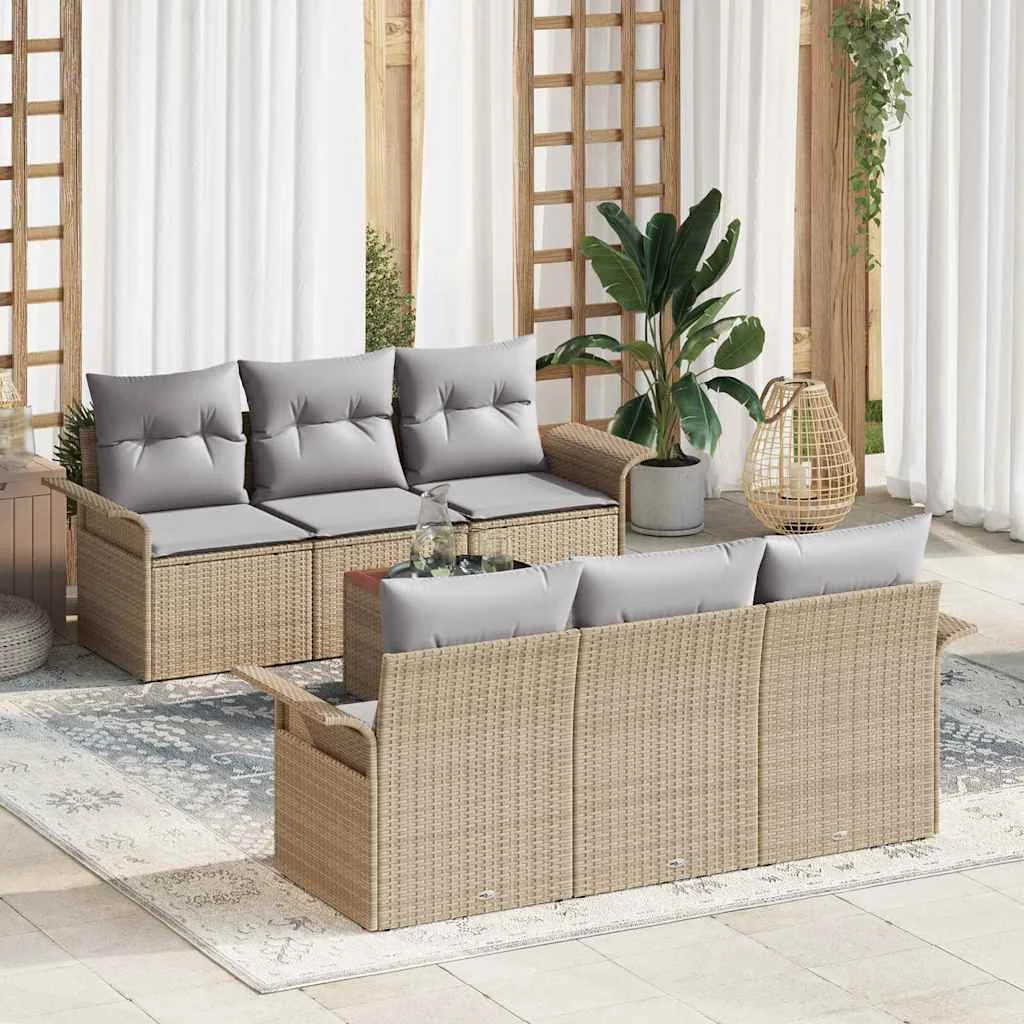 Kerti Kanapé Szett párnával 7 pcs Beige és Világosszürke