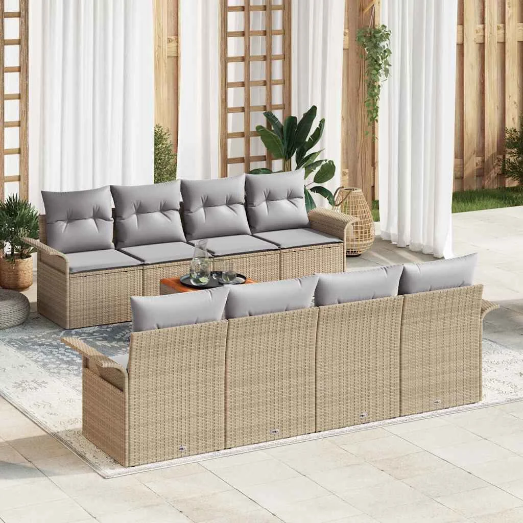 Kerti Kanapé Szett párnával 7 pcs Beige és Világosszürke