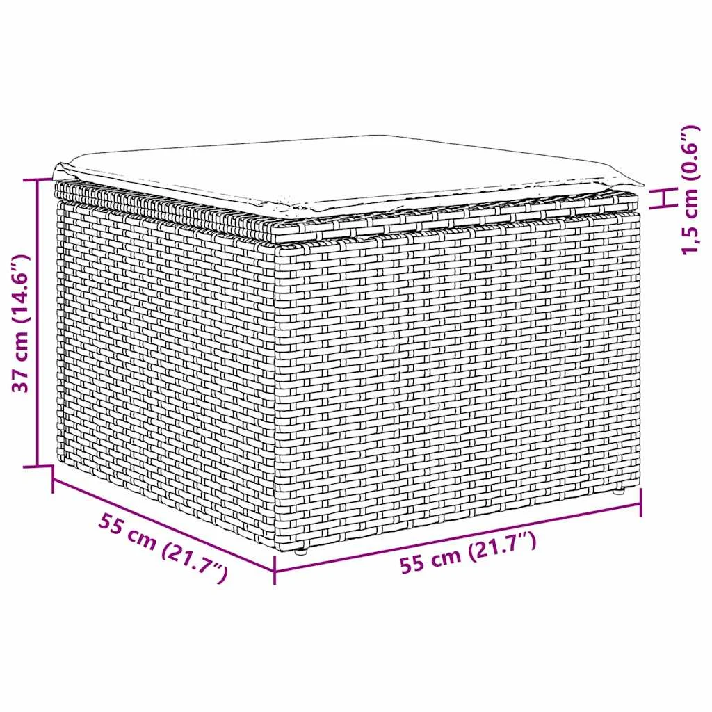 7 Darabos Kerti Kanapészett Párnákkal Világosszürke Poly Rattan