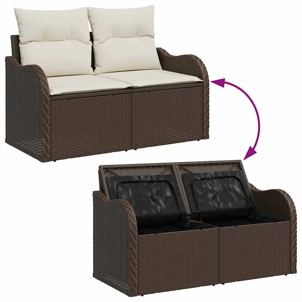 8 darabos kerti kanapészett párnákkal barna poly rattan