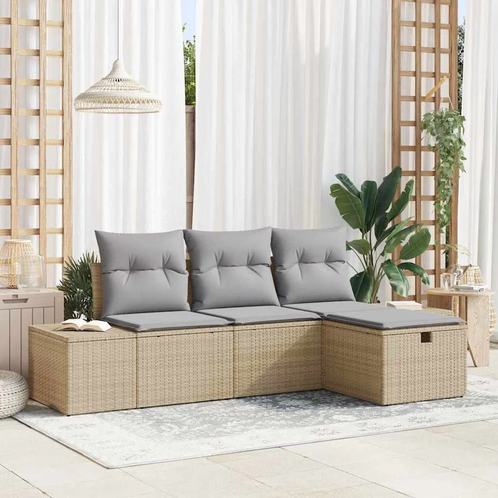 Kanapé Szett párnával 4 pcs polirattan
