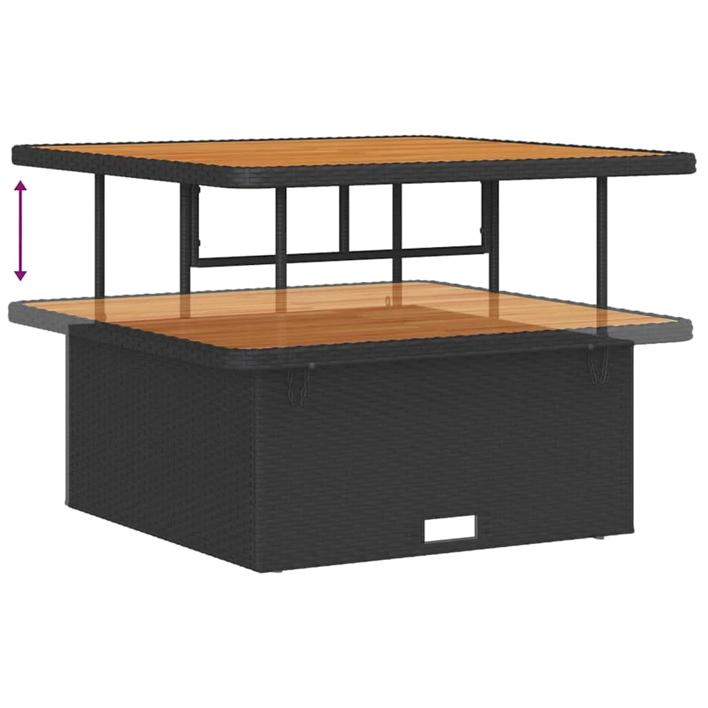 11 részes kerti kanapé szett párnákkal fekete poli rattan akáccal