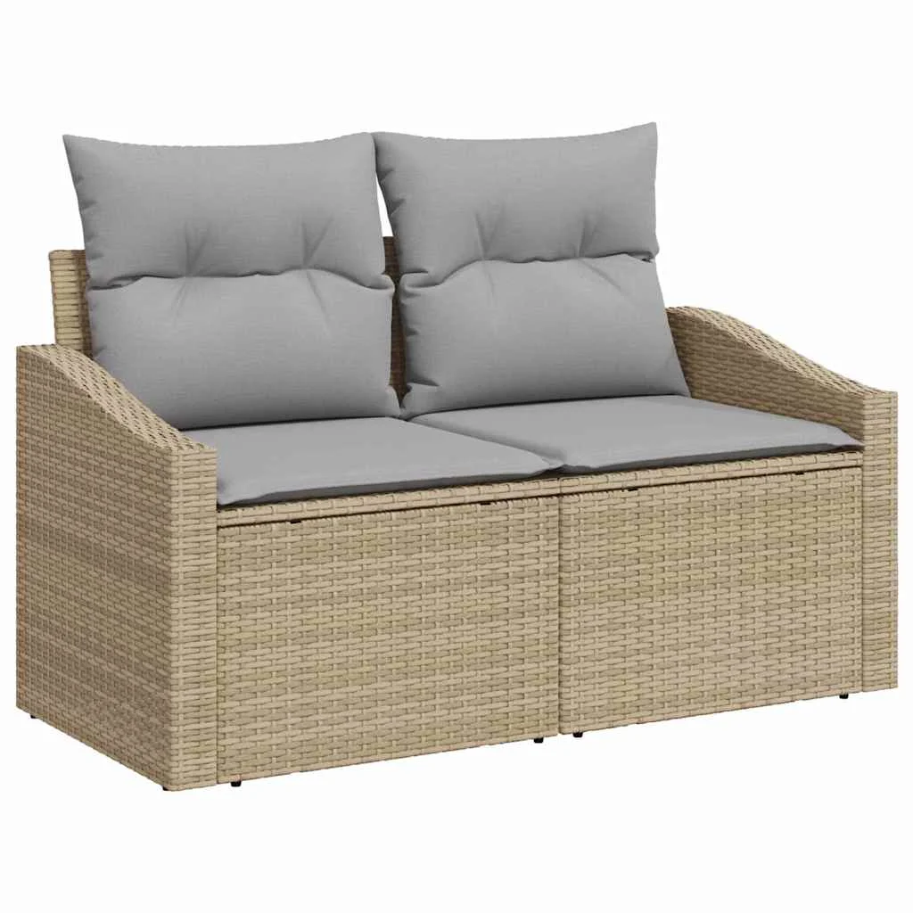 Kerti Kanapé Szett párnával tárolóval 8 pcs Bézs Poli rattan