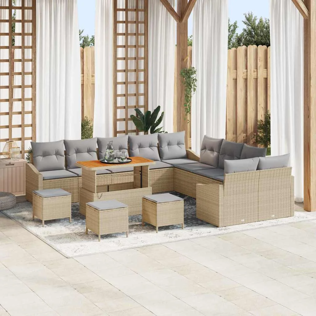Kerti Kanapé Szett párnával 13 pcs Beige és Világosszürke