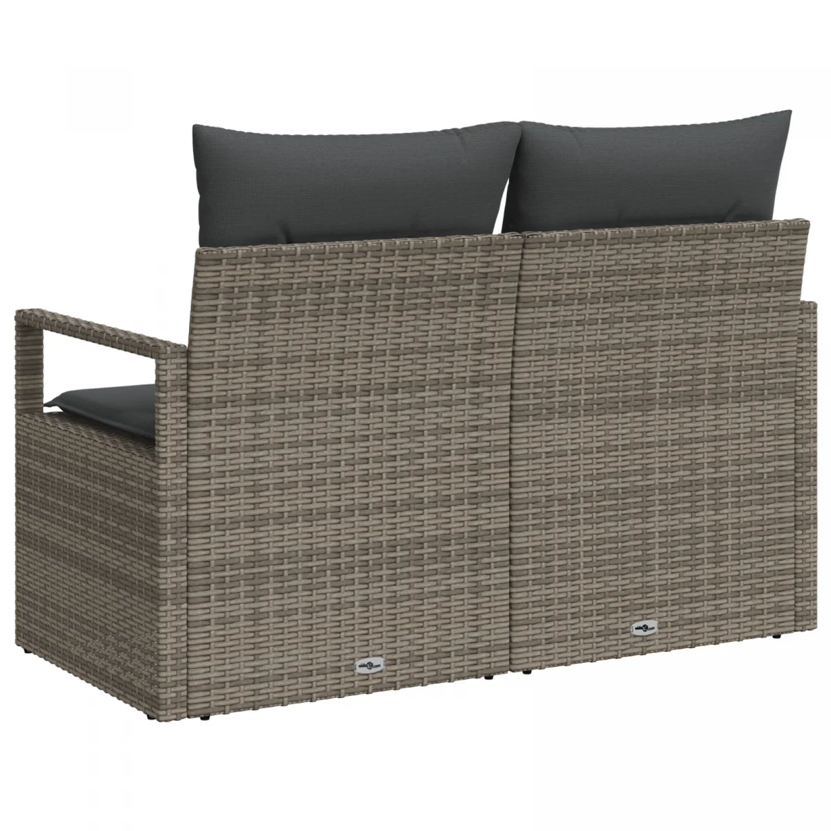 2-Fős Kerti Kanapé Párnákkal Szürke Polyrattan