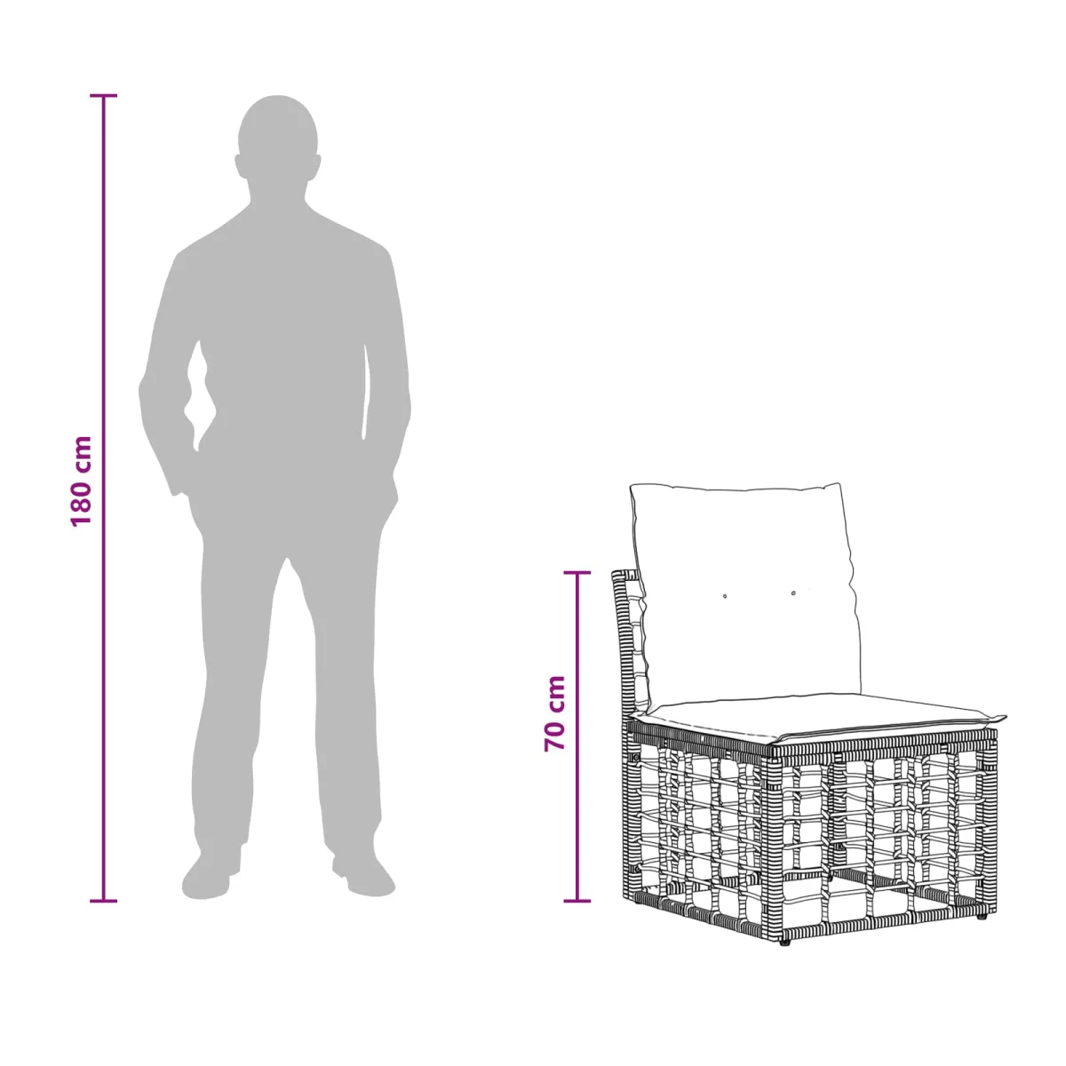 4-Személyes Kerti Kanapé Karfa Nélkül 4 pcs 4-Ülőhelyek száma