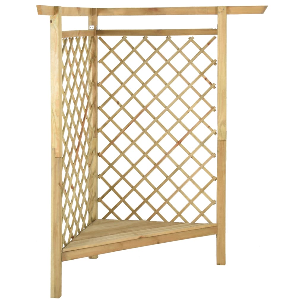 Impregnált fenyőfa sarokpergola paddal 166 x 81 x 174 cm