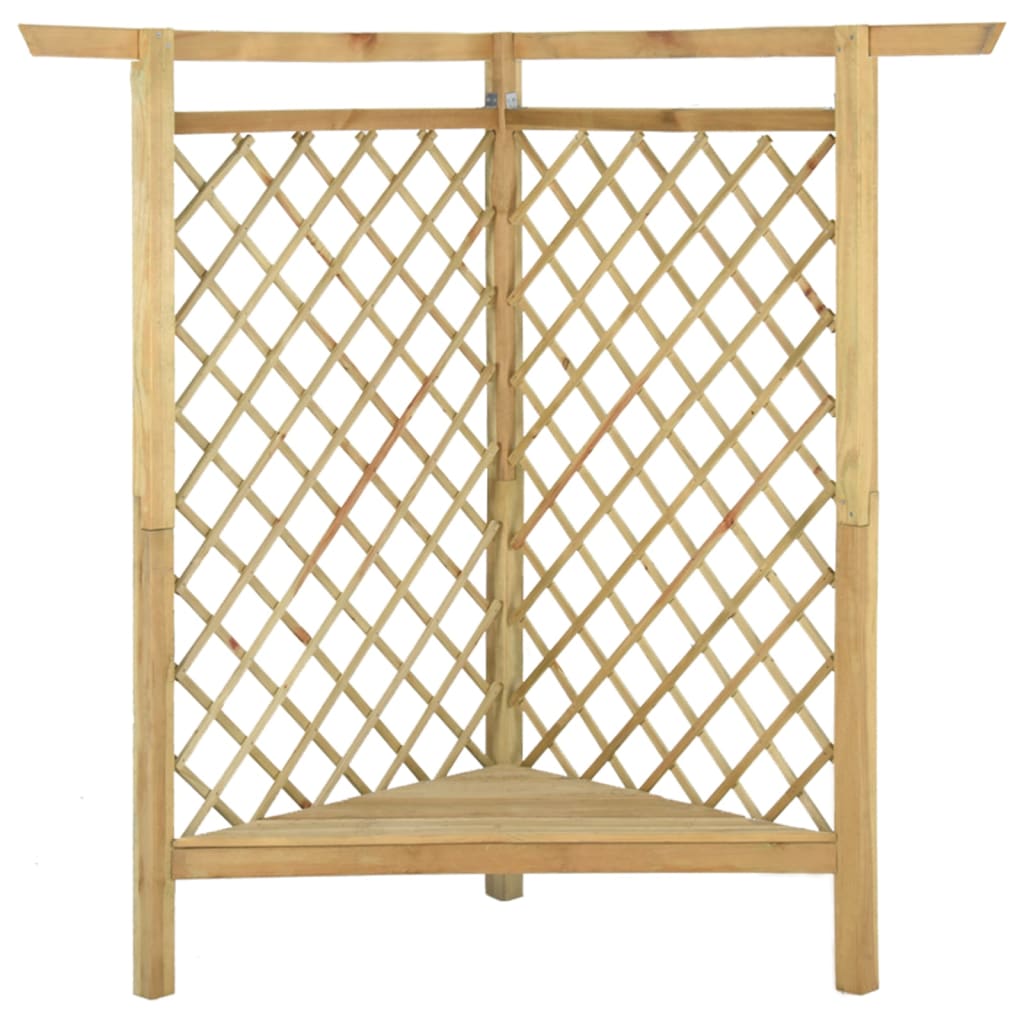 Impregnált fenyőfa sarokpergola paddal 166 x 81 x 174 cm