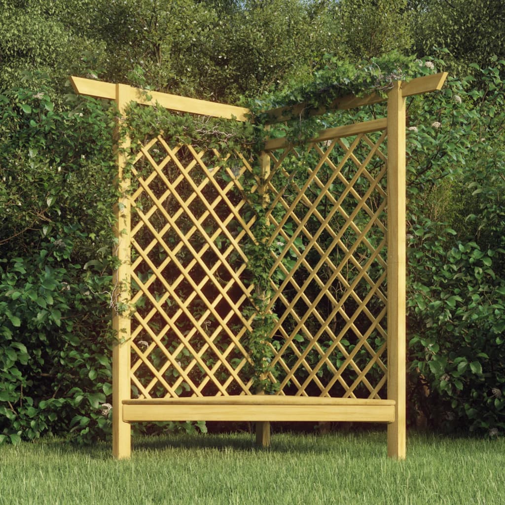 Impregnált fenyőfa sarokpergola paddal 166 x 81 x 174 cm