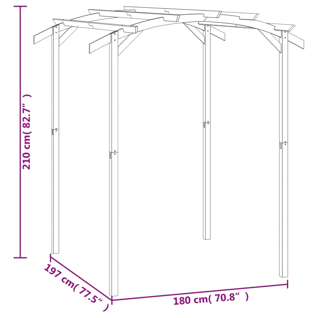 Kerti pergola impregnált fenyőfalécekből 180 x 197 x 210 cm