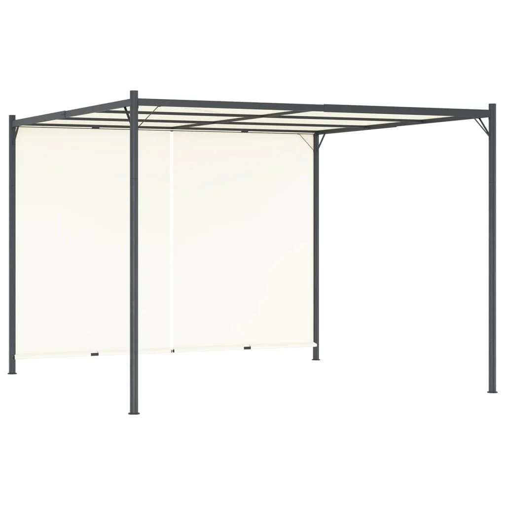 Fehér-krémszínű acélpergola állítható tetővel 3 x 3 m 