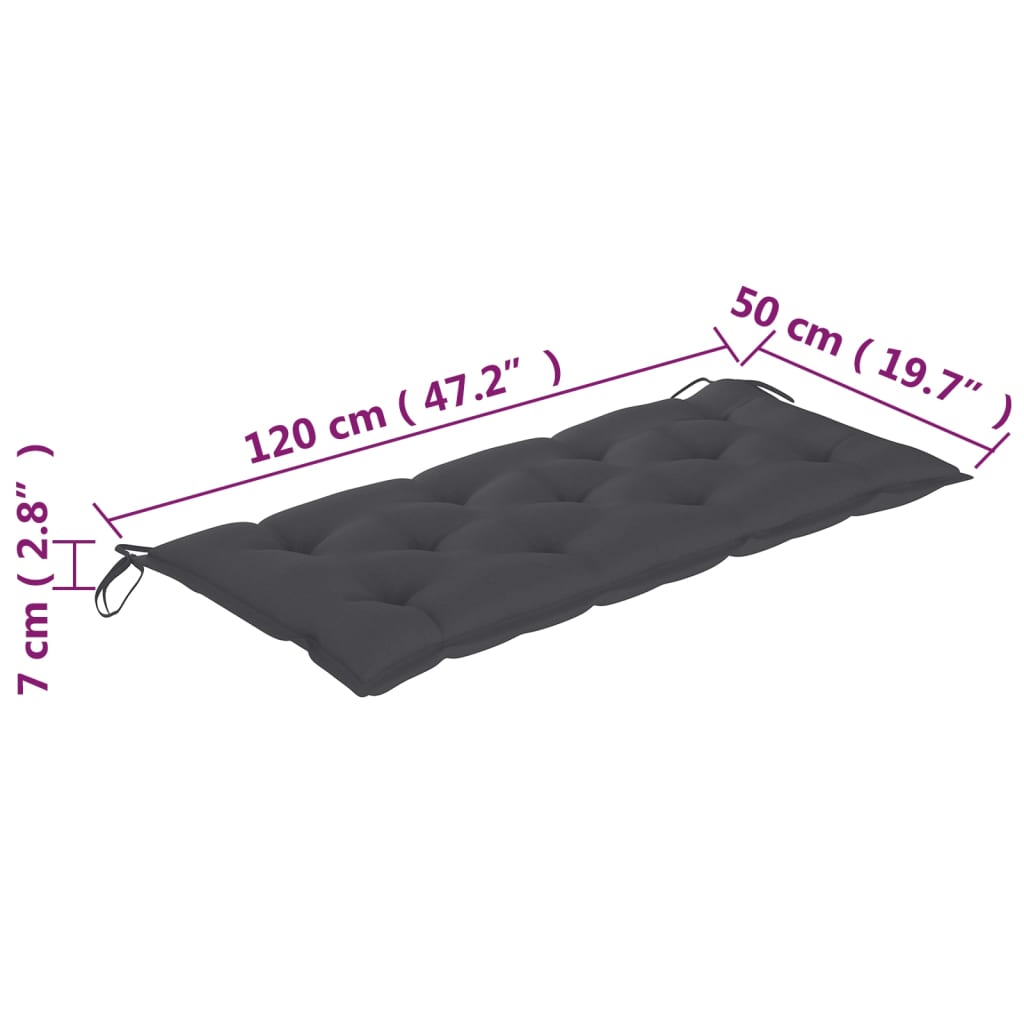 2 személyes tömör eukaliptuszfa kerti pad párnával 120 cm