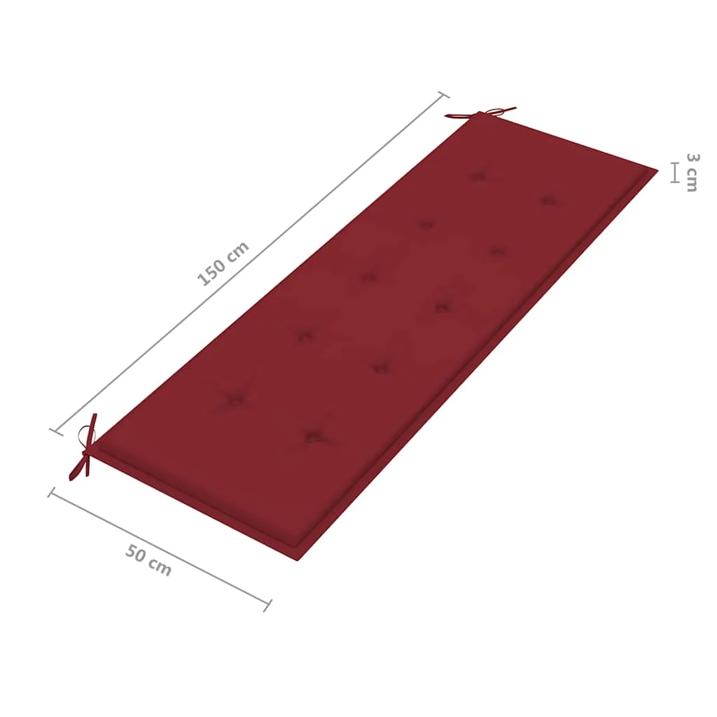 3 személyes tömör eukaliptuszfa kerti pad párnával 150 cm