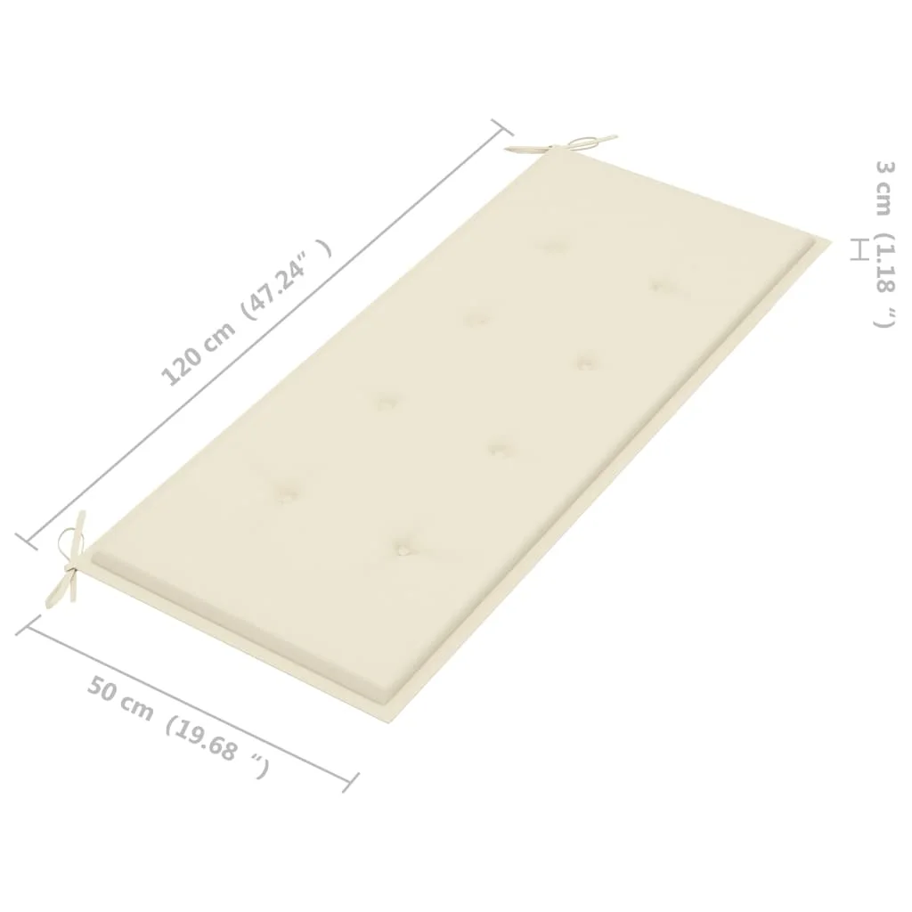 Tömör tíkfa rakásolható kerti pad párnával 128,5 cm