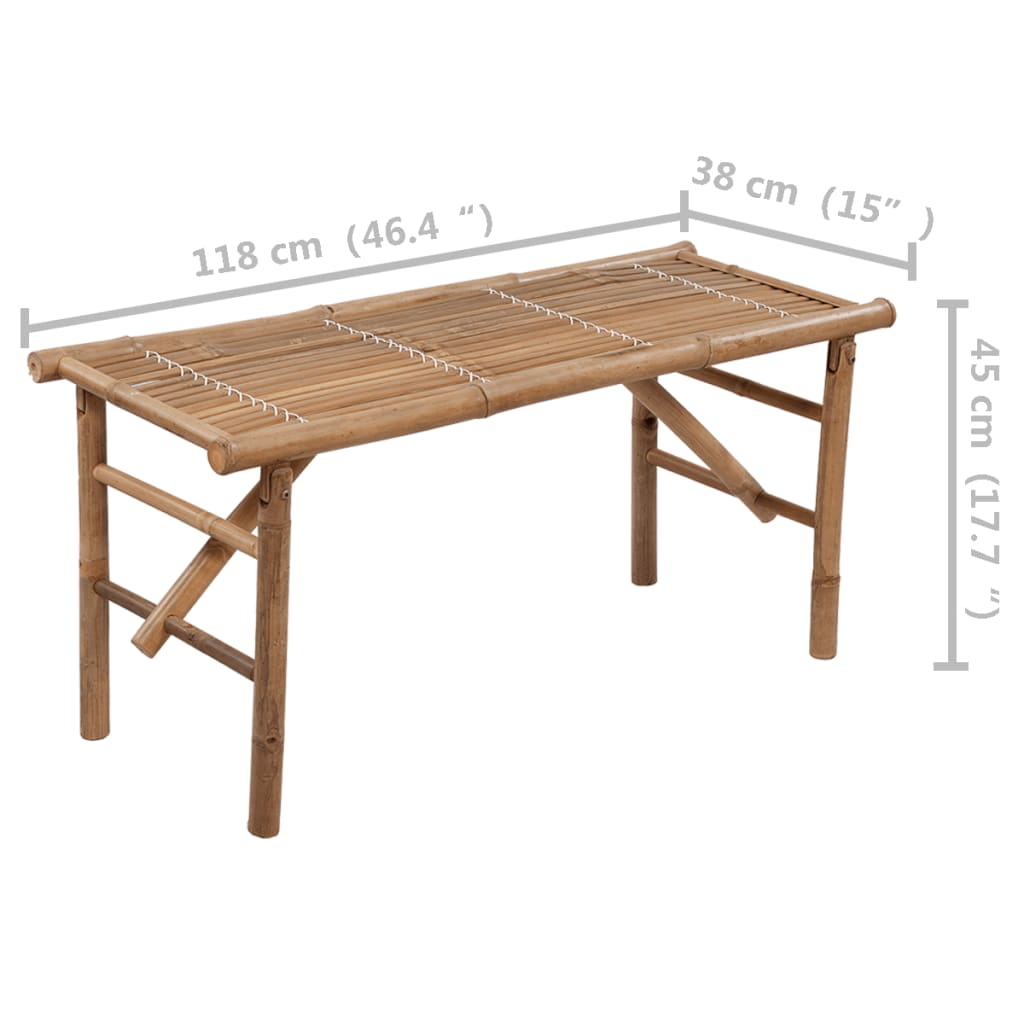 összecsukható bambusz kerti pad párnával 118 cm