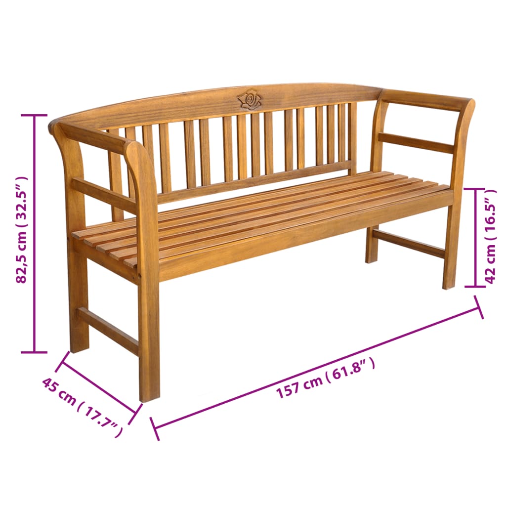 Tömör akácfa kerti pad párnával 157 cm