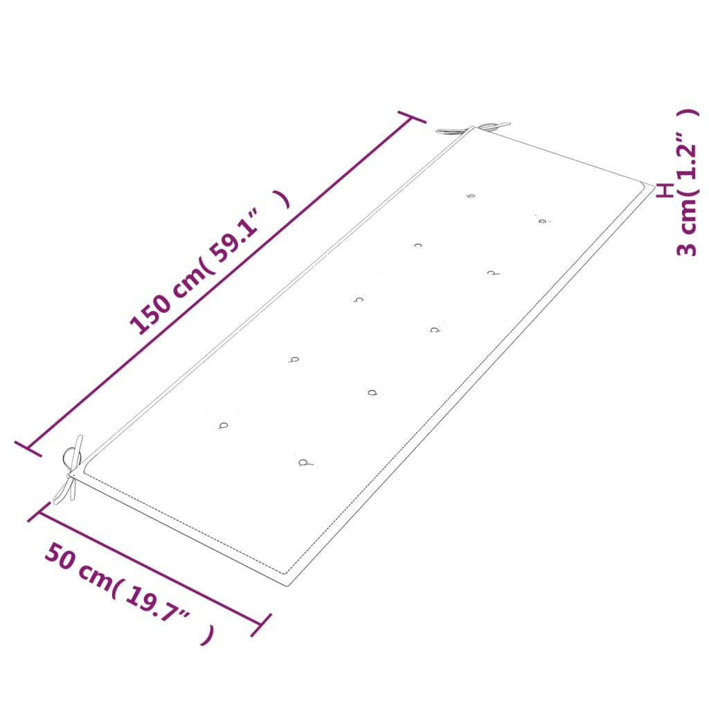 Tömör tíkfa Batavia pad világoszöld párnával 150 cm