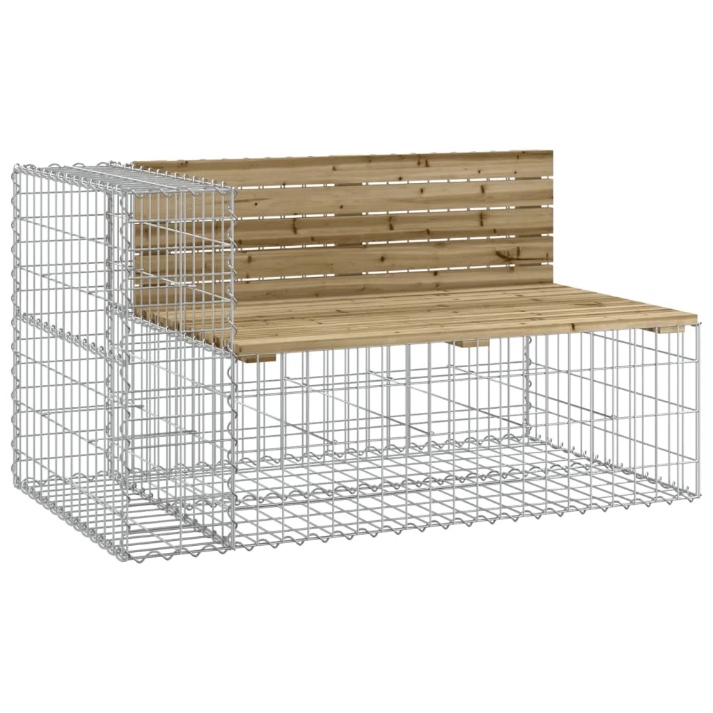 Tömör impregnált fenyőfa gabion kerti pad 244x71x65,5 cm