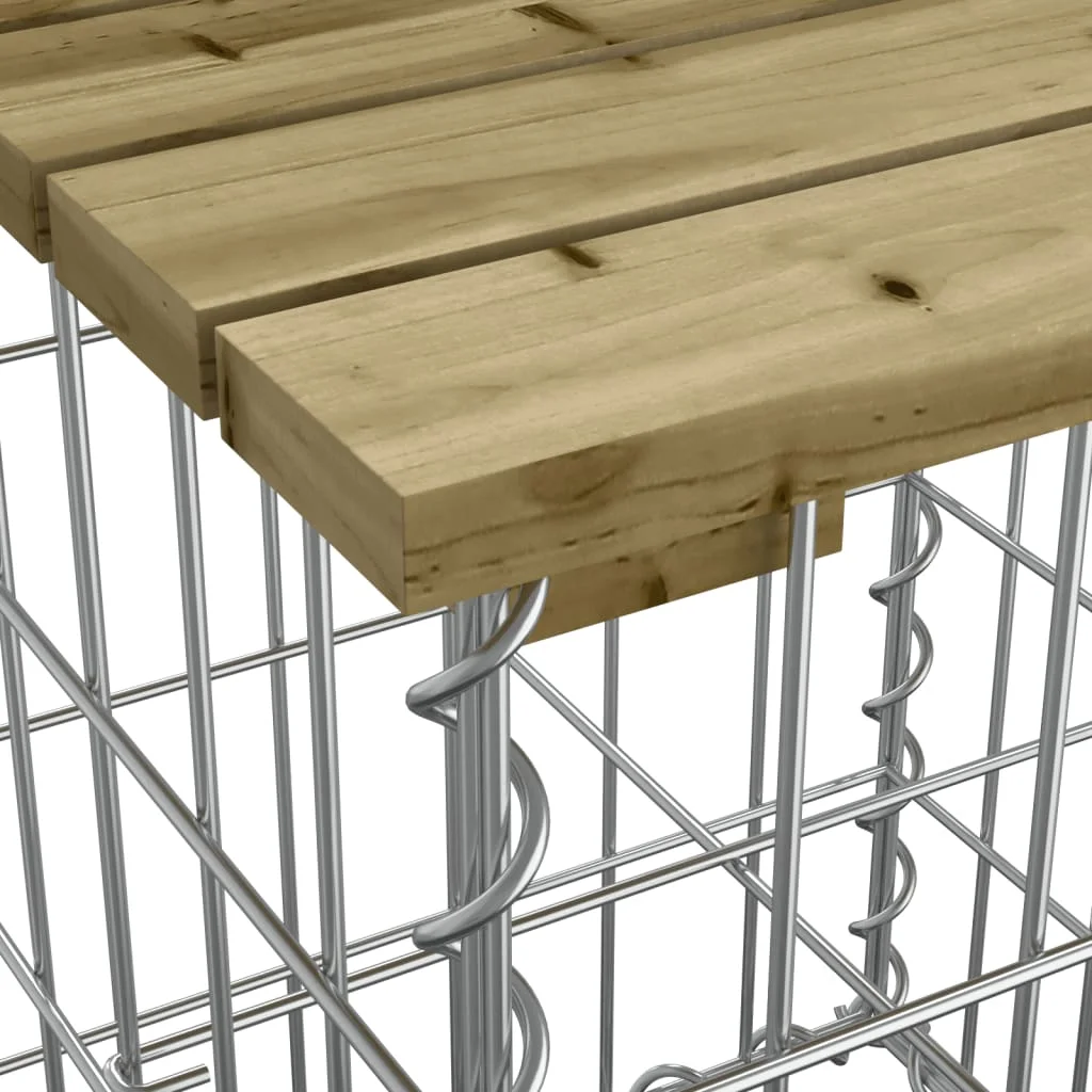 Tömör impregnált fenyőfa gabion kerti pad 244x71x65,5 cm