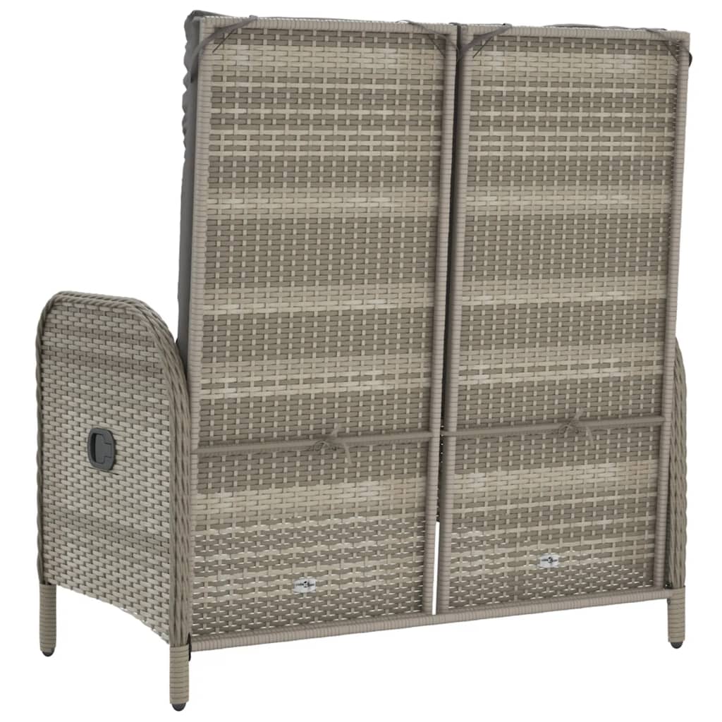 Szürke polyrattan dönthető kerti pad párnákkal 107 cm