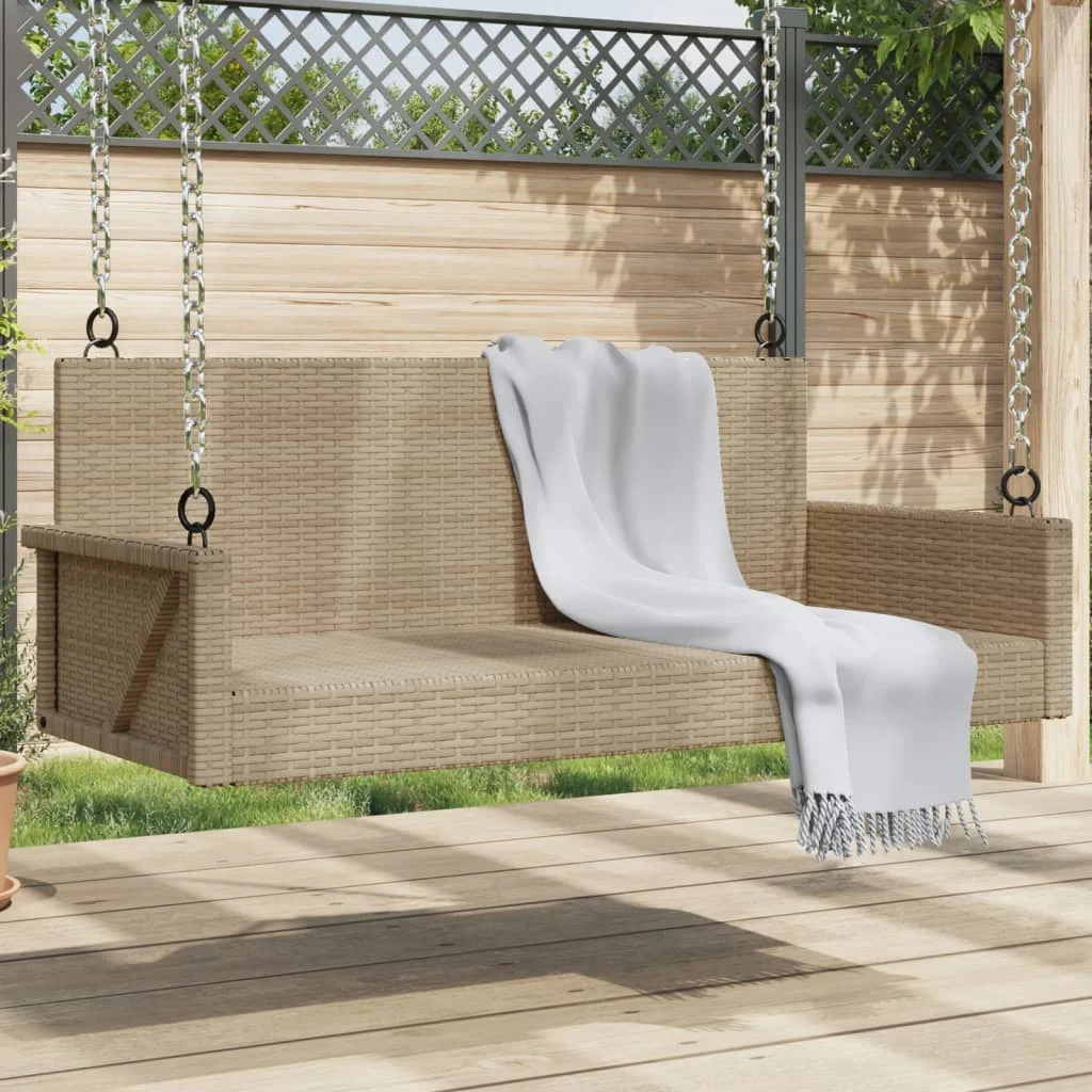 Bézs polyrattan hintapad 119 x 56 x 48 cm