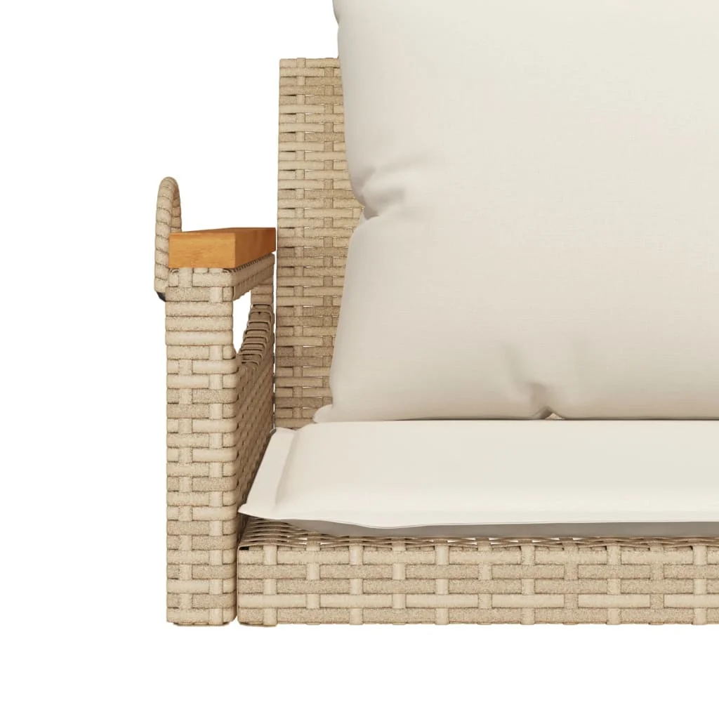 Bézs polyrattan hintapad párnákkal 109 x 62 x 40 cm