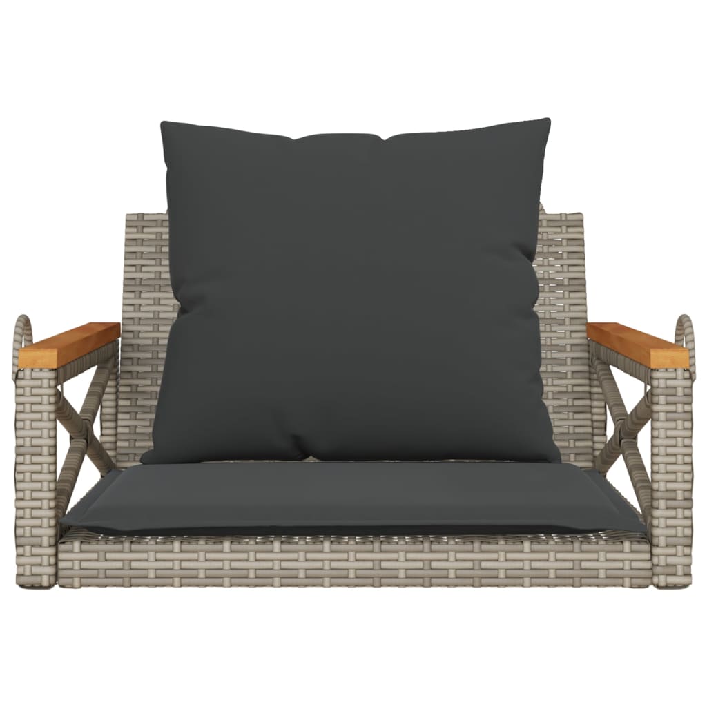 Szürke polyrattan hintapad párnákkal 63 x 62 x 40 cm