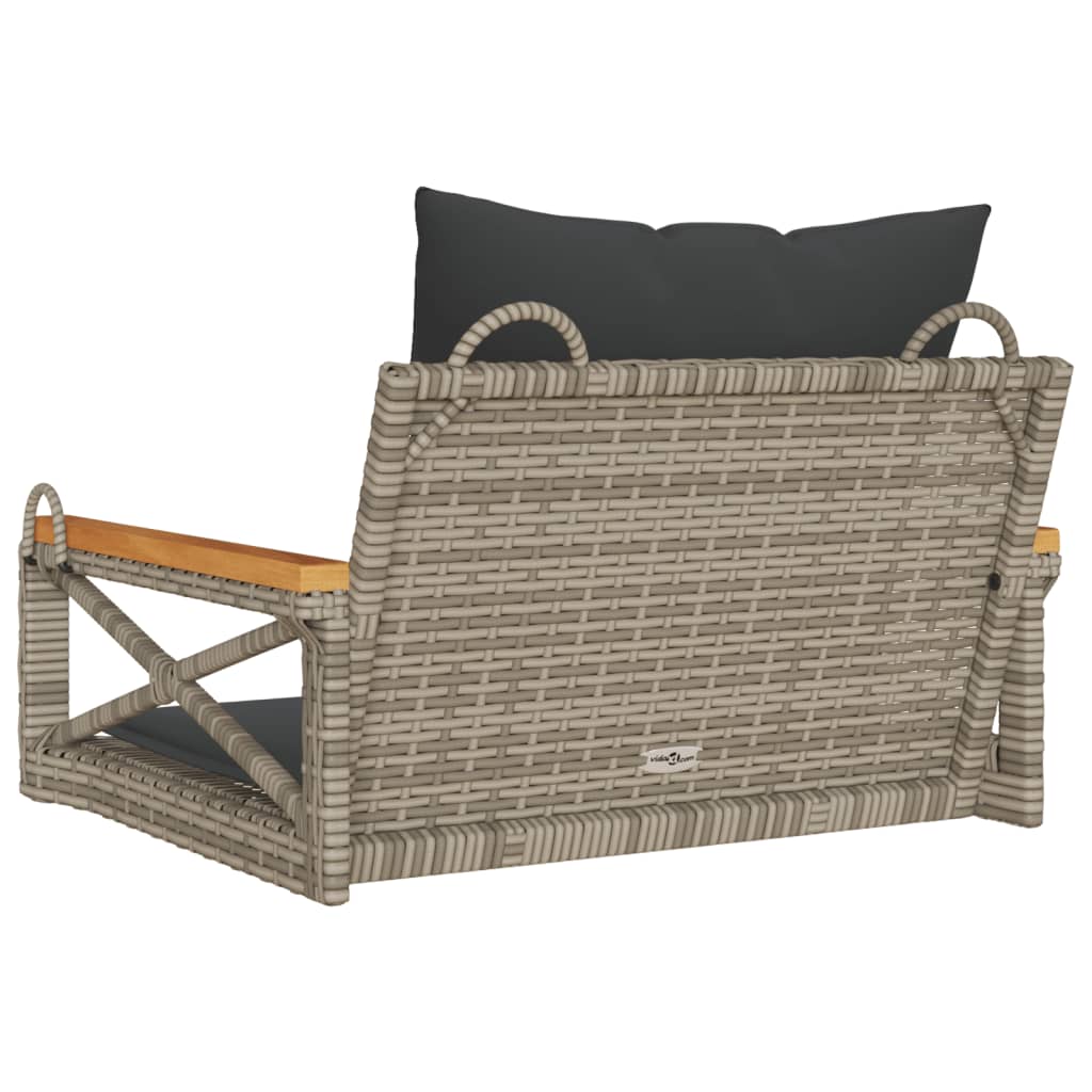 Szürke polyrattan hintapad párnákkal 63 x 62 x 40 cm