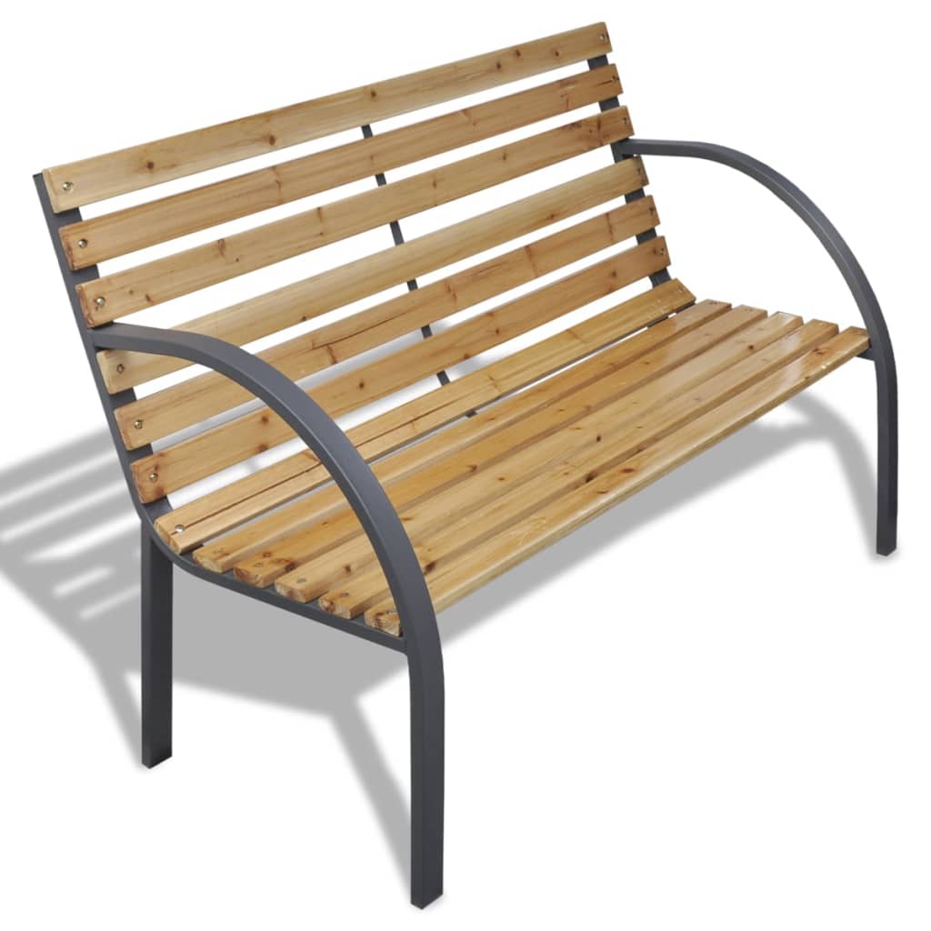 Fa és vas kerti pad 120 cm