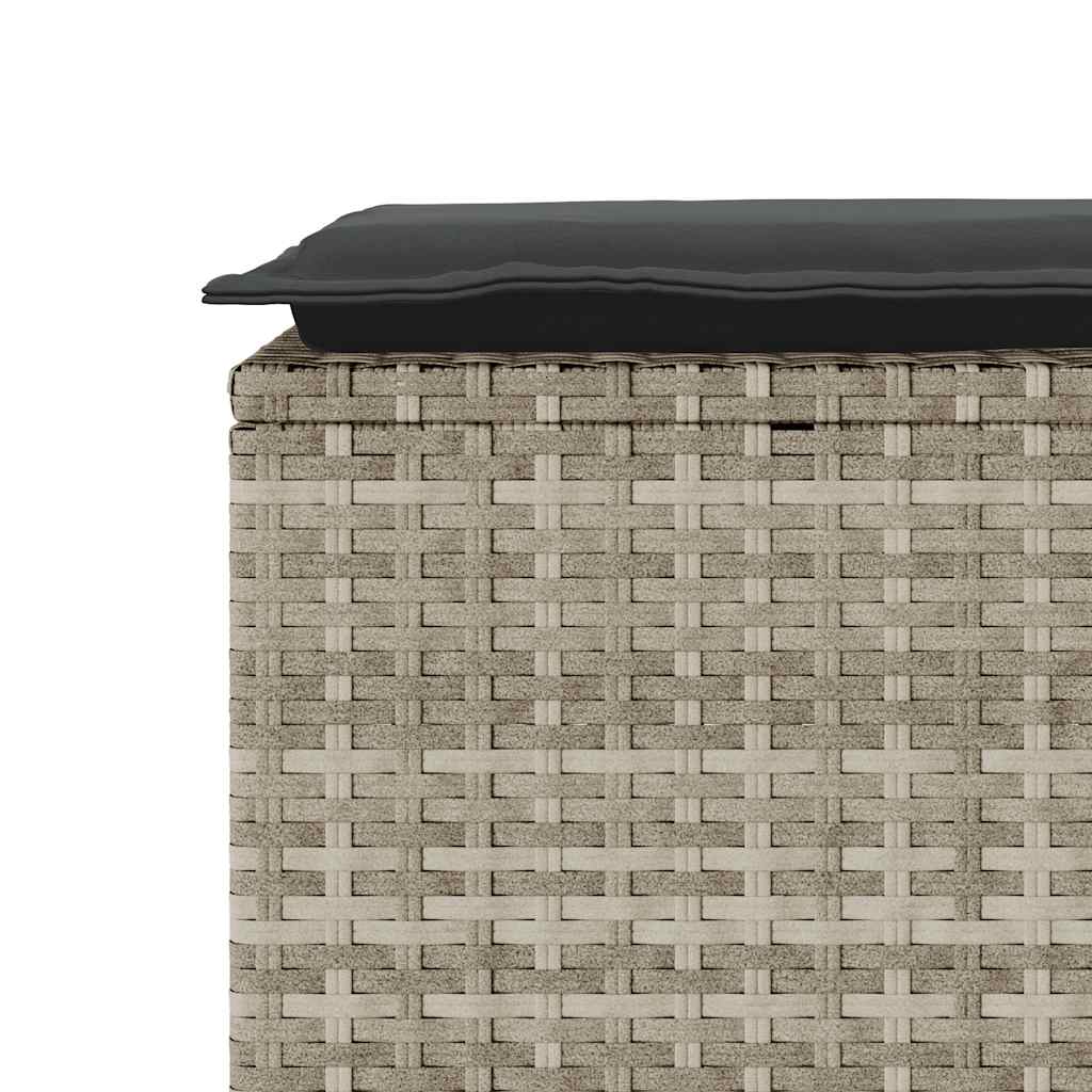 Világosszürke polyrattan kerti pad párnával 110x40x44 cm