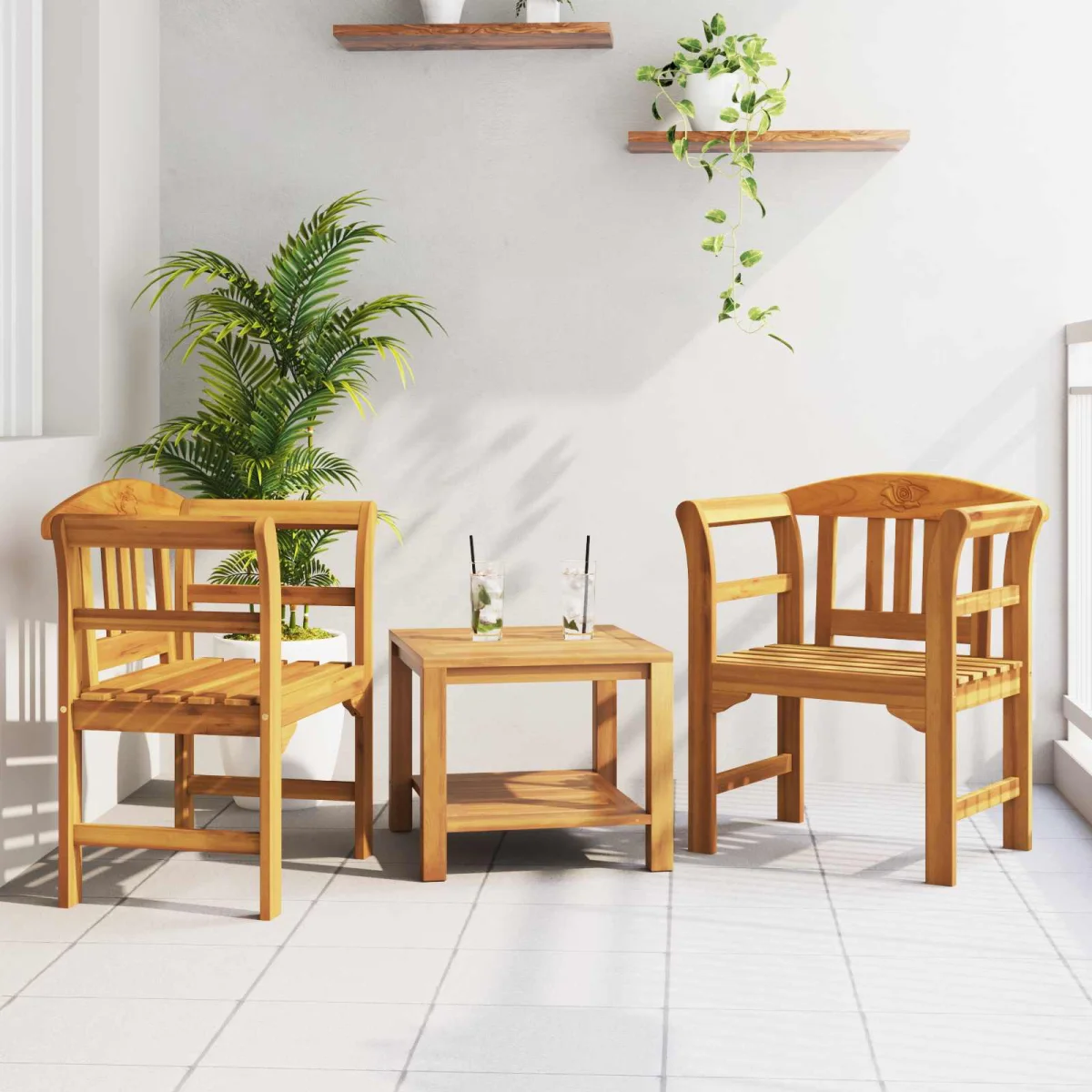 Pad Természetes Olaj Bevonat 68,5 x 46 x 82,5 cm Tömör Akácfa