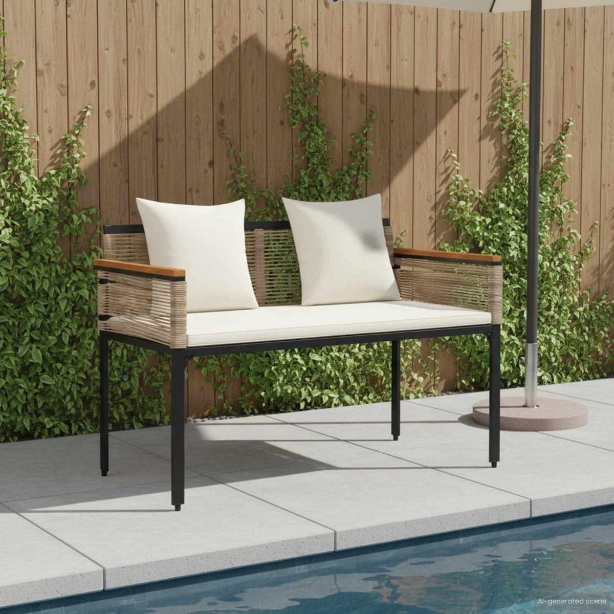 Kerti pad Beige és Krémszínű 117 x 54 x 74.5 cm polirattan
