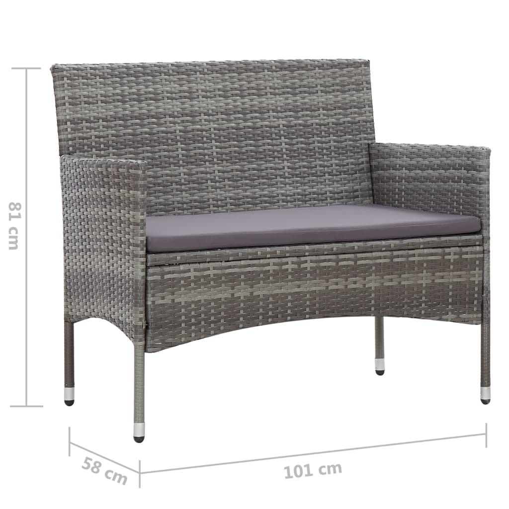 Szürke polyrattan kerti pad 105 cm