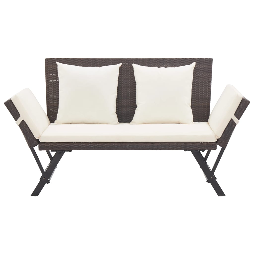 Barna polyrattan kerti pad párnákkal 176 cm