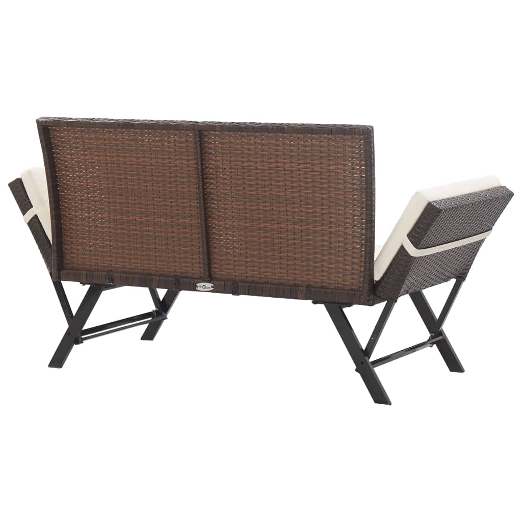 Barna polyrattan kerti pad párnákkal 176 cm